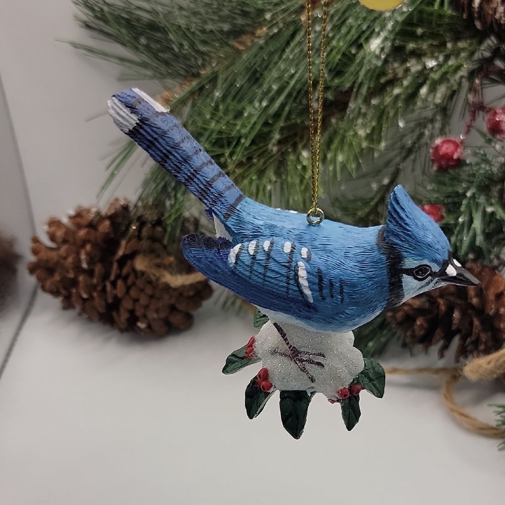 Danbury Mint Christmas Ornament Songbird Collection Blue Jay Collectible